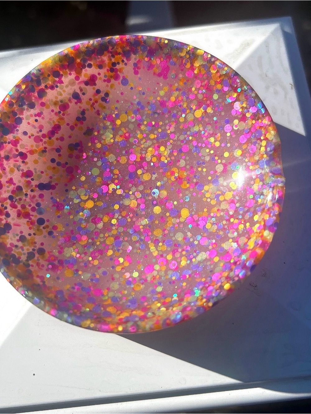 Pink Confetti Resin Bowl - Decorative Home Art